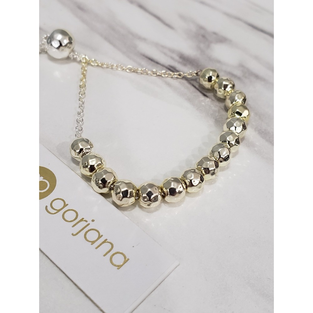 NEW Gorjana Laguna Large Beaded Adjustable TWO TONE Bracelet 178201S dainty